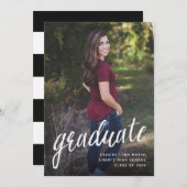 Faire-part de script de pinceau pour diplômés / Bl (Devant / Derrière)