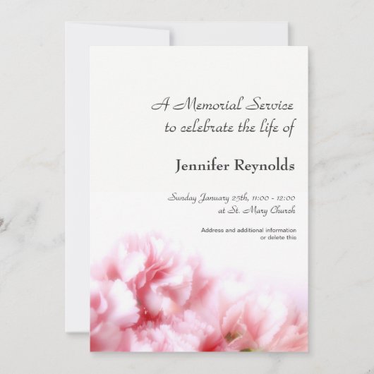 Faire-part de service commémoratif (Devant)