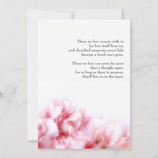 Faire-part de service commémoratif (Dos)