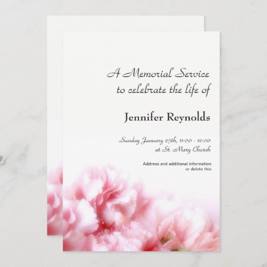 Faire-part de service commémoratif (Devant / Derrière)