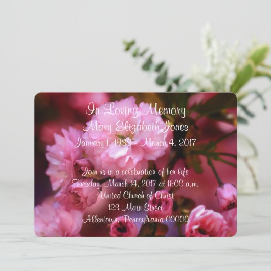 Faire-part de service commémoratif en fleurs de ce (Debout devant)