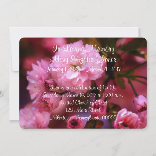 Faire-part de service commémoratif en fleurs de ce (Devant)