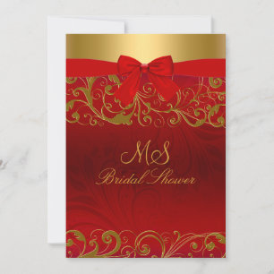Faire-part de shower de mariage rouge or tourbillo