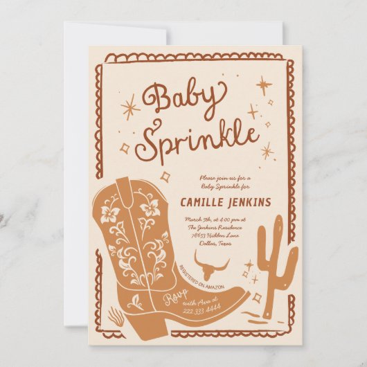 Faire-part de Sprinkle pour bébé garçon de campagn (Devant)