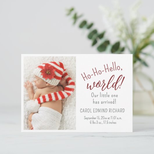 Faire-part de statistiques de naissance de vacance (Debout devant)