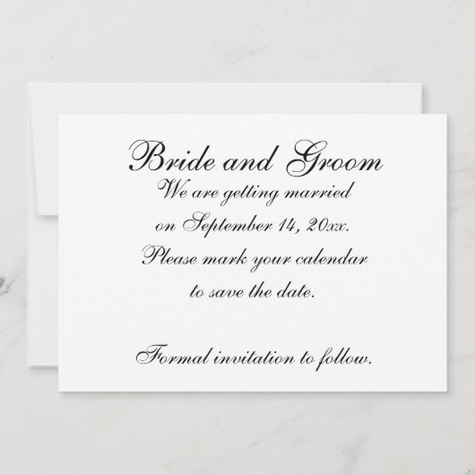 Faire-part de tenue de mariage avec ensemble de ba (Dos)