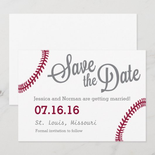 Faire-part de thème baseball (Devant / Derrière)