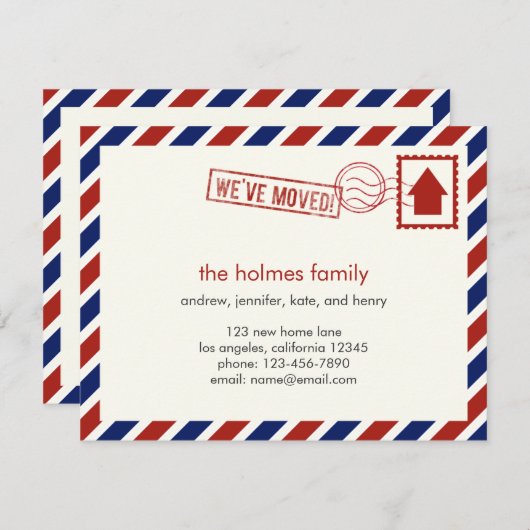 Faire-part de transfert de courrier aérien (Devant / Derrière)