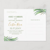 Faire-Part de Tropical Palm Leaf Border Vert Or (Dos)