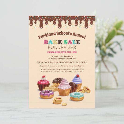 Faire-part de vente de gâteaux (Debout devant)