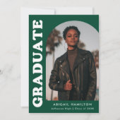 Faire-part Décalage Arch Green 4 Photo Graduation (Devant)