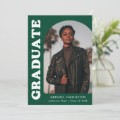 Faire-part Décalage Arch Green 4 Photo Graduation (Debout devant)