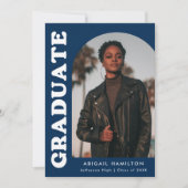 Faire-part Décalage Arch Navy Blue 4 Photo Graduation (Devant)