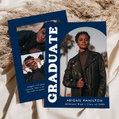 Faire-part Décalage Arch Navy Blue 4 Photo Graduation