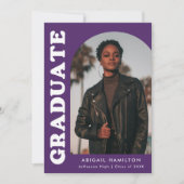Faire-part Décalage Arch Purple 4 Photo Graduation (Devant)