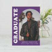 Faire-part Décalage Arch Purple 4 Photo Graduation (Debout devant)