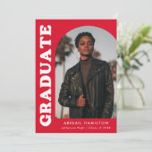 Faire-part Décalage Arch Red 4 Photo Graduation (Debout devant)