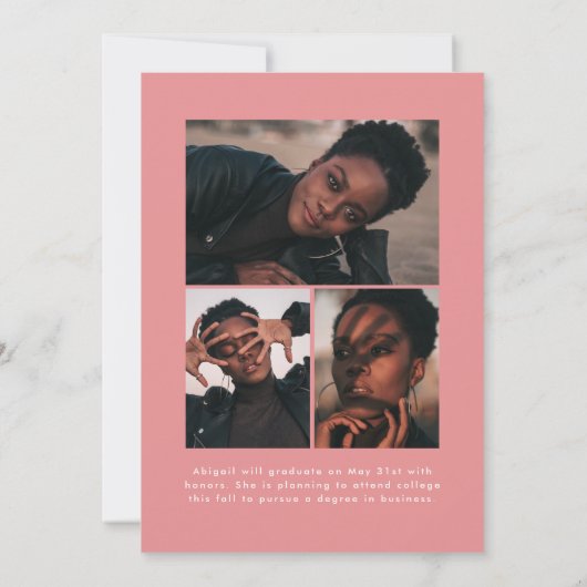 Faire-part Décaler Arch rose 4 Diplôme photo (Dos)