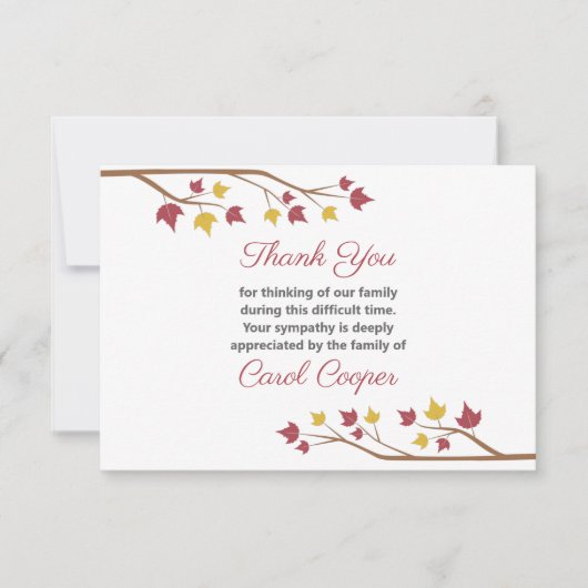 Faire-part décès avec feuilles d'érables (Devant)