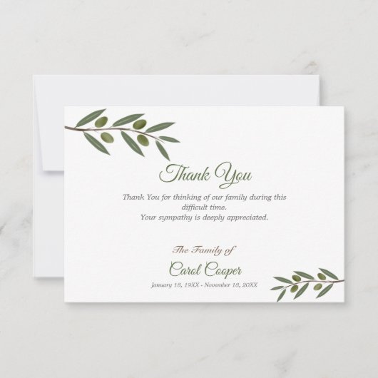 Faire-part décès et rameau d'olivier (Devant)