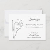 Faire-part décès Jonquille Dessin au trait (Devant)