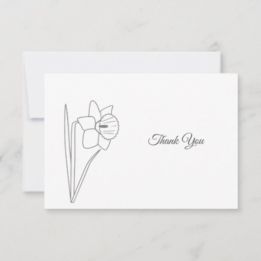 Faire-part décès Jonquille Dessin au trait (Dos)