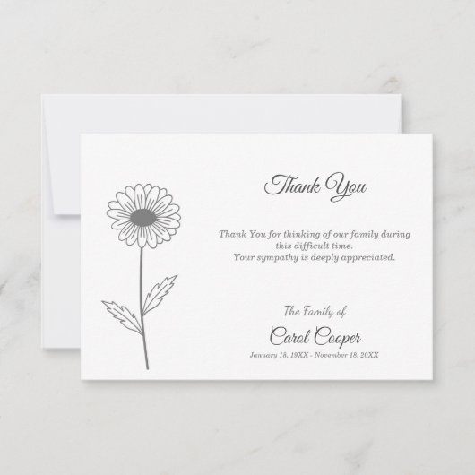 Faire-part décès Marguerite Dessin au trait (Devant)