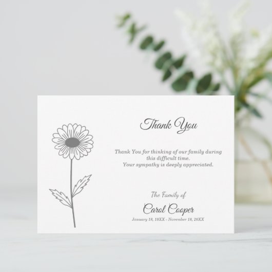 Faire-part décès Marguerite Dessin au trait (Debout devant)