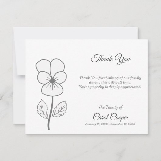 Faire-part décès Pensée sauvage (Devant)