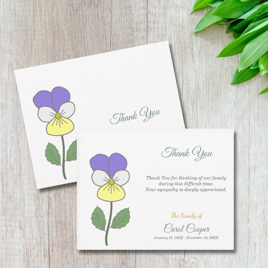 Faire-part décès Pensée sauvage Pastel