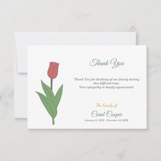 Faire-part décès Tulipe Pastel (Devant)