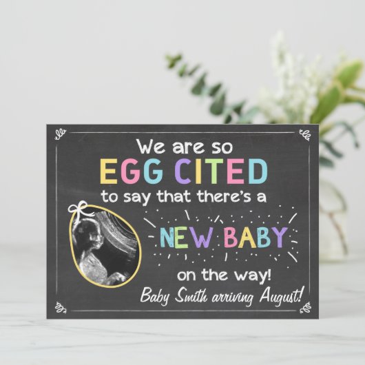 Faire-part d'échographie de grossesse de Pâques (Debout devant)