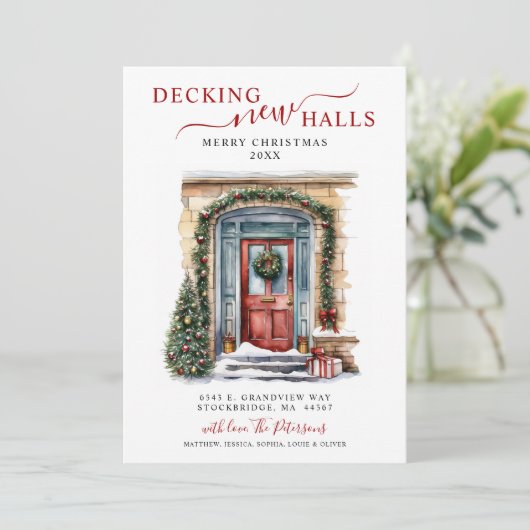 Faire-part Deck New Halls New Home Red Door Holiday Moving (Debout devant)