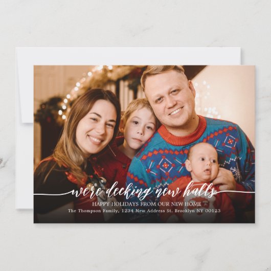 Faire-part Deck New Halls Script Photo Christmas Moving (Devant)