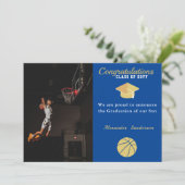 Faire-part Déclaration de fin d'études de basketball Bleu Bla (Debout devant)
