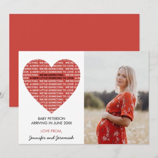 Faire-part Déclaration de grossesse pour la Saint-Valentin gr (Devant / Derrière)