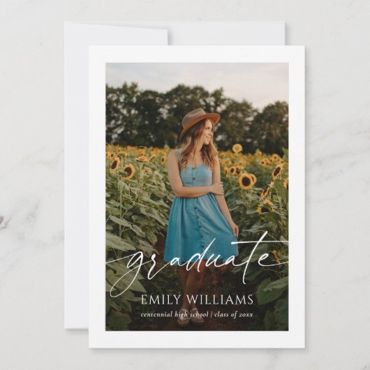 Faire-part Découpe de script moderne Deux diplômes de photogr (Devant)