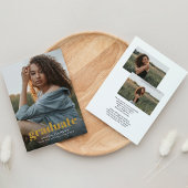 Faire-part Découper le script moderne | Trois photos Graduati