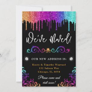 Faire-part Dégradé de Glam Rainbow Paillettes Nouvelle Maison