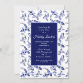 Faire-part Déjeuner de vacances avec koi bleu et blanc (Devant)