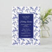 Faire-part Déjeuner de vacances avec koi bleu et blanc (Debout devant)