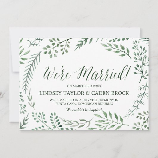 Faire-part d'élévation de courroie rustique verte (Devant)