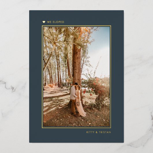 Faire-part d'élévation minimale gris Gold marié (Recto)