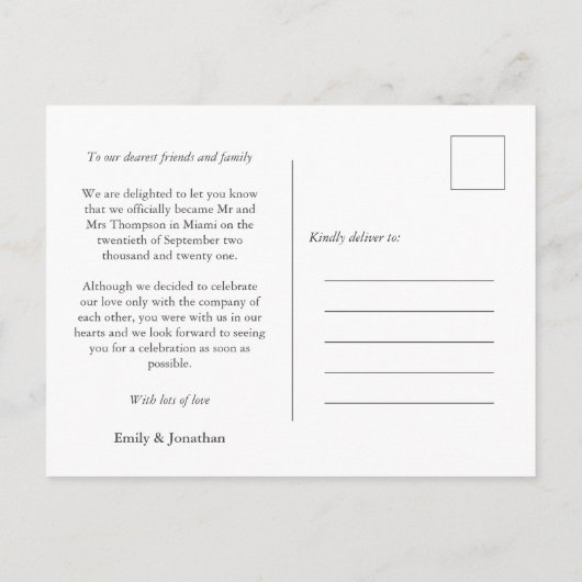 Faire-part d'élévation minimaliste (Dos)