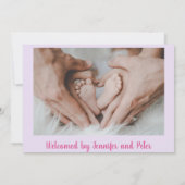 Faire-part Délicat ajouter nom et photos bébé fille (Dos)