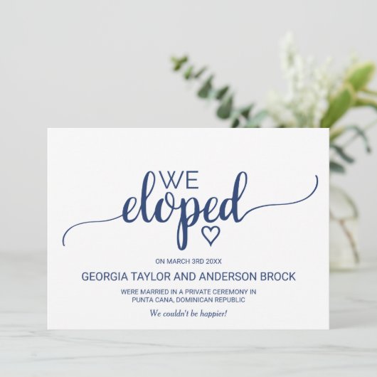 Faire-part d'élopage de la calligraphie simple de  (Debout devant)