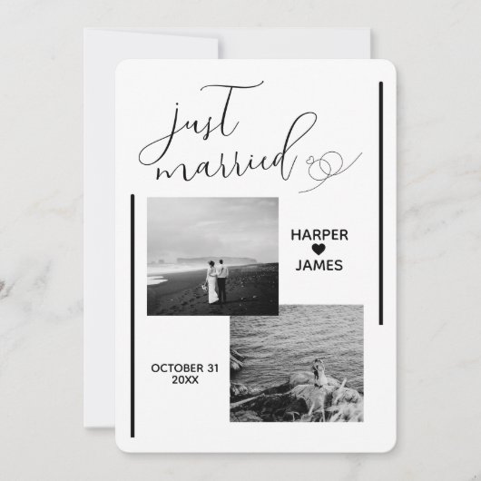 Faire-part d'élopage minimal | Blanc classique (Devant)