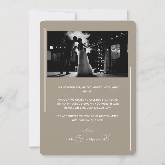 Faire-part d'élopage minimal | Neutre (Dos)