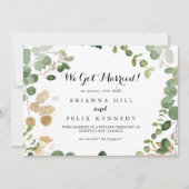 Faire-part d'Elopement de Foliage Vert Or Tropical (Devant)