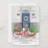 Faire-part Déménagement Brown Dachshund Dog Porte de vélo Nou (Devant)